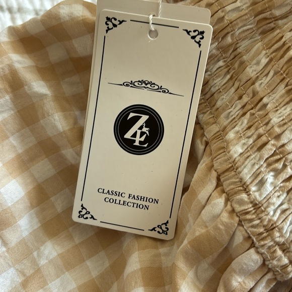 ZESICA Bohemian Summer Plaid Square Neck Puff Sleeve Ruffle Beach Midi Dress - Picture 2 of 4